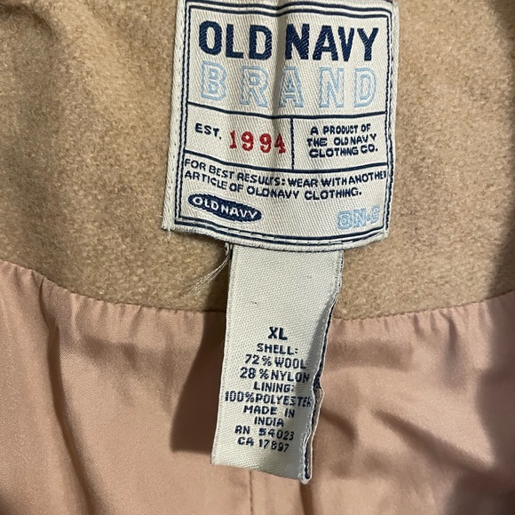 Old Navy Women's Beige Wool Blend Pea Coat with belt - Picture 3 of 4